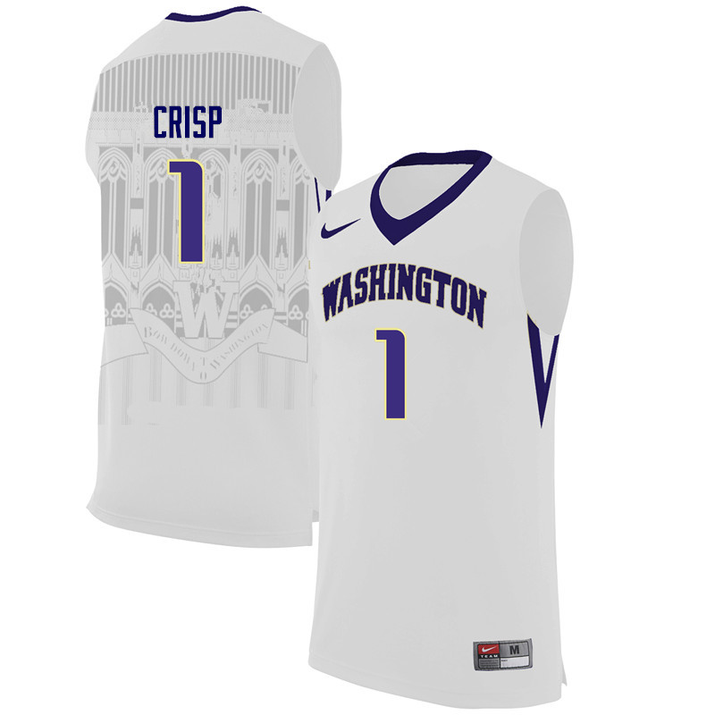 Men Washington Huskies #1 David Crisp College Basketball Jerseys Sale-White